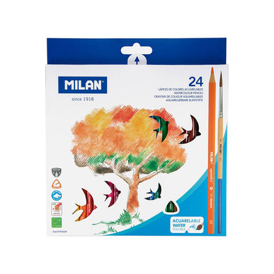 Caja de 24 lápices acuarelables Milán + pincel