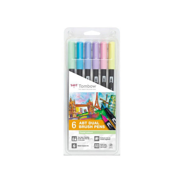 Caja 6 rotuladores Tombow brush pen pastel